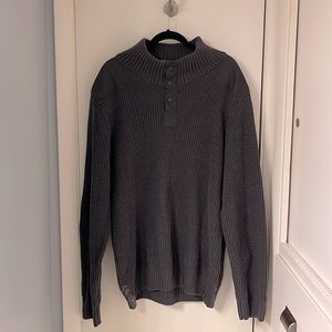 Men’s Charcoal Grey Waffle Sweater, XL